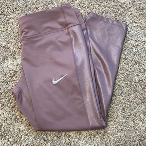 Nike Mauve Dri-Fit Crop Glitter Leggings